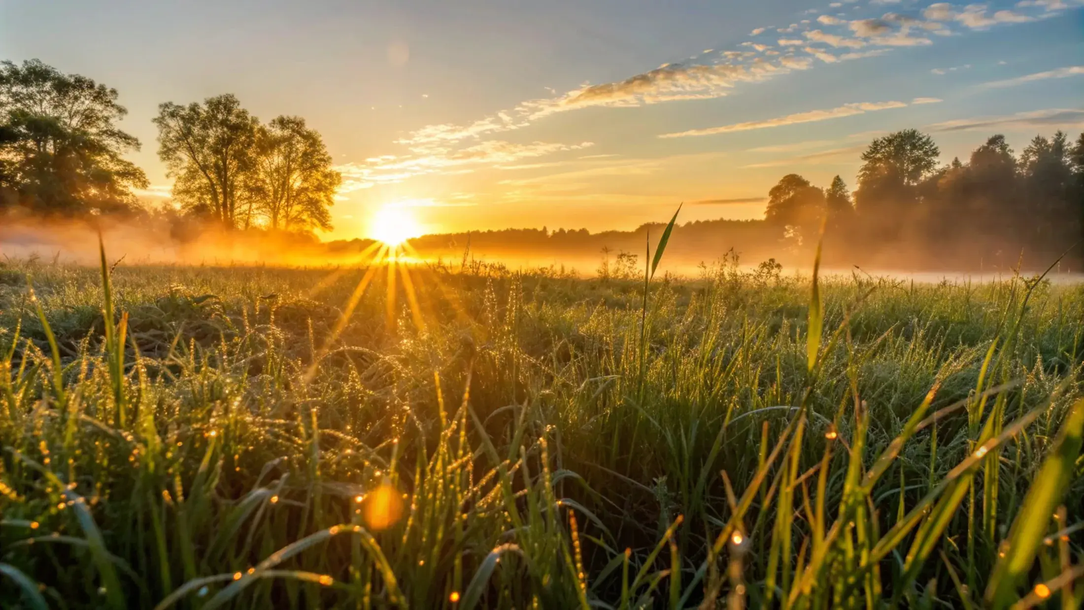 Sunrise over a quiet field